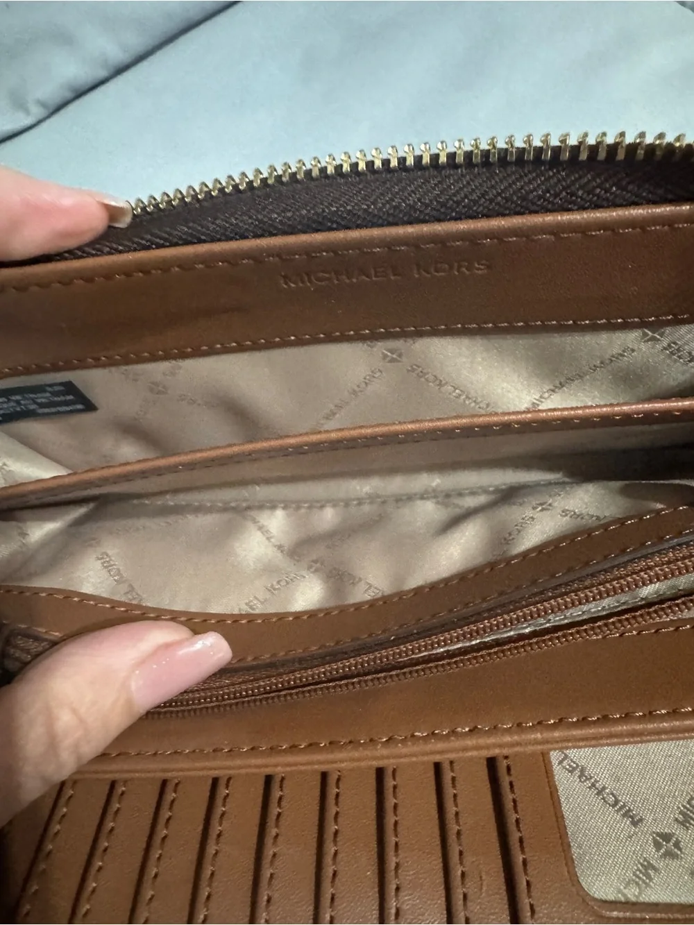 Michael Kors Brown Logo large tote and Wristlet Wallet Set